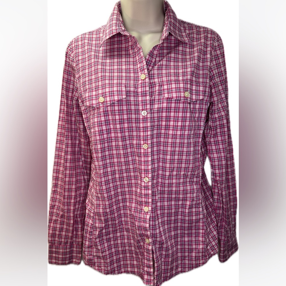 Banana Republic Women's cotton Plaid Button-Up Shirt - Small
